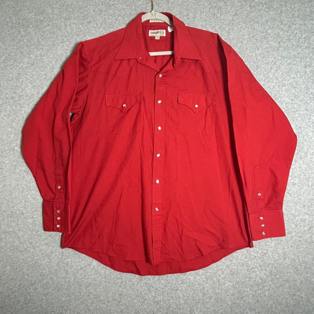 Sheplers Western Shirt Mens 17-35 Red Pearl Snap Long Sleeve Cowboy Americana